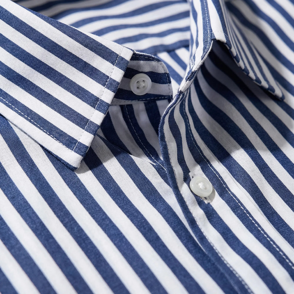 Claddurn - Camicia a maniche lunghe a righe con bottoni