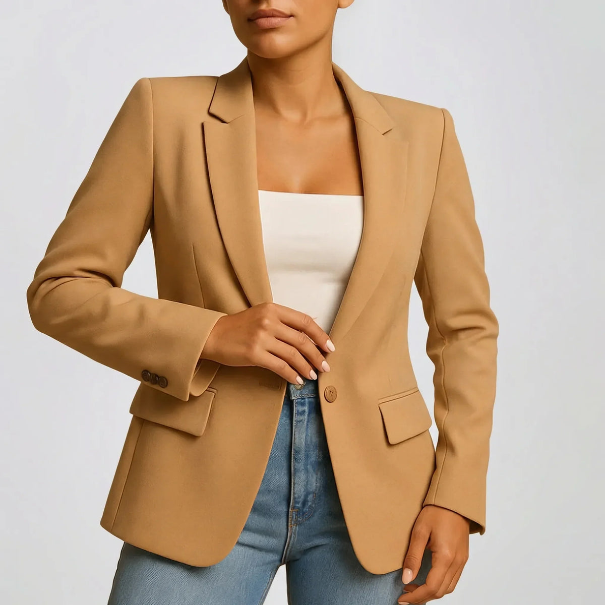 Blazer Strutturato Donna a Un Pulsante