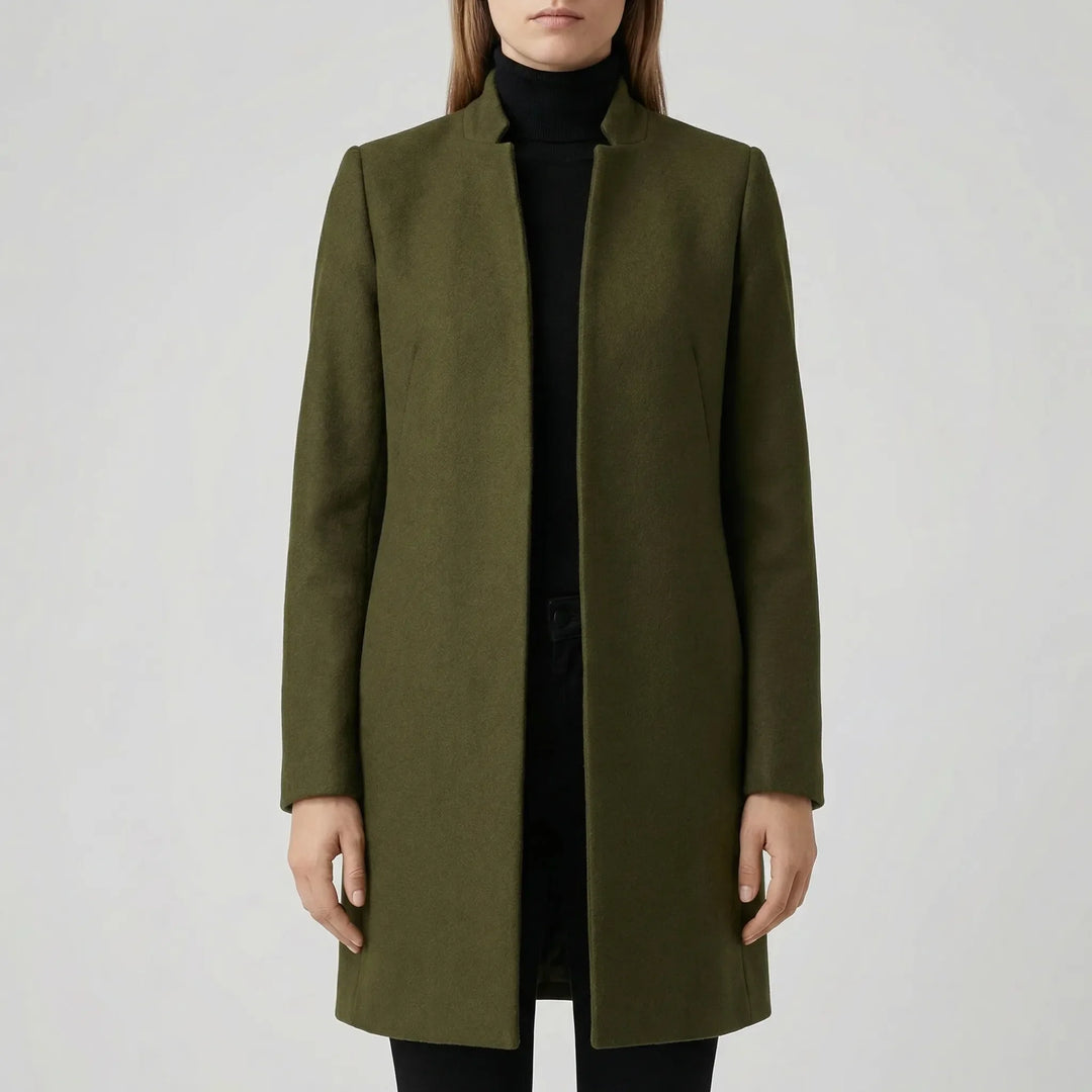 Claroven - Cappotto lungo strutturato con abbottonatura frontale