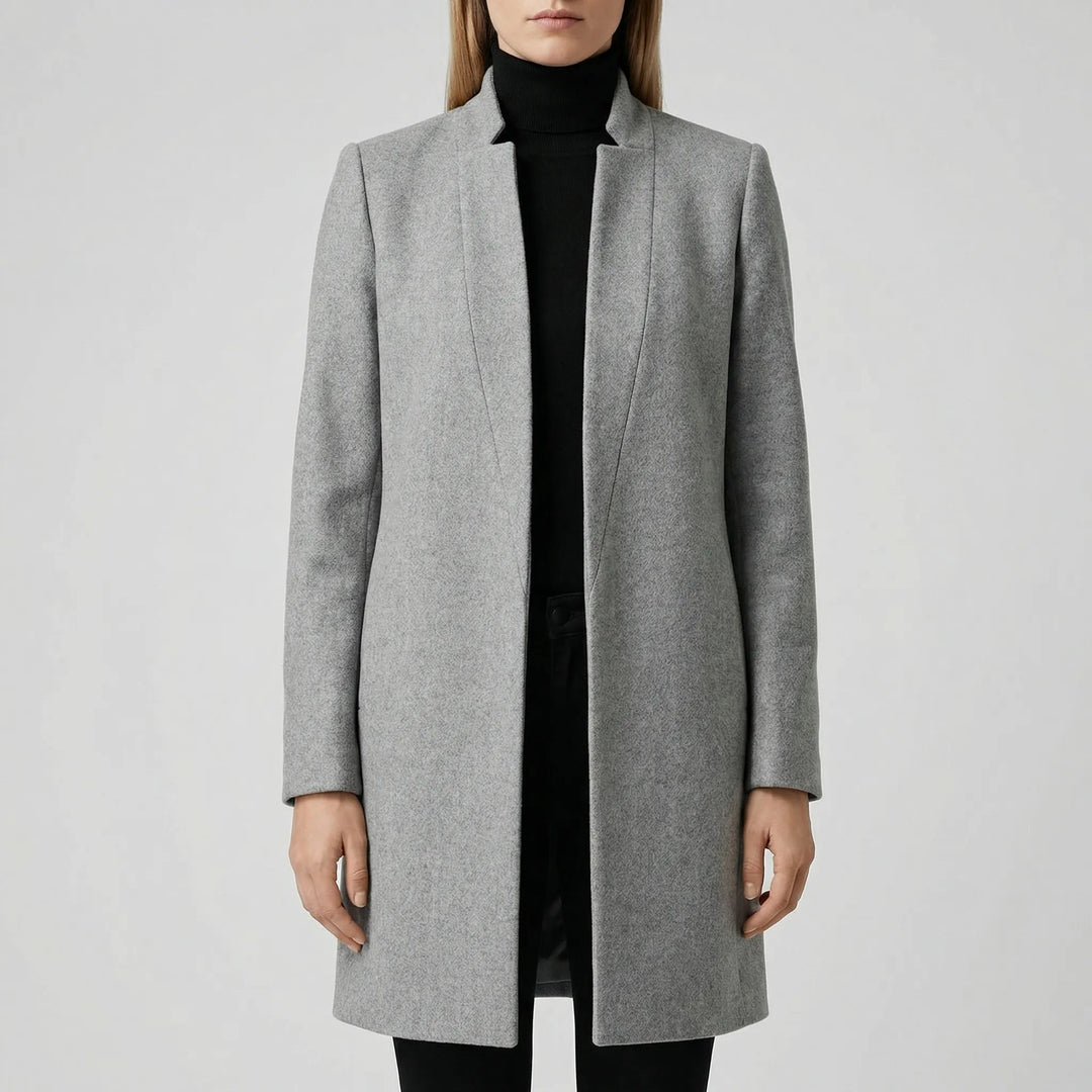 Claroven - Cappotto lungo strutturato con abbottonatura frontale