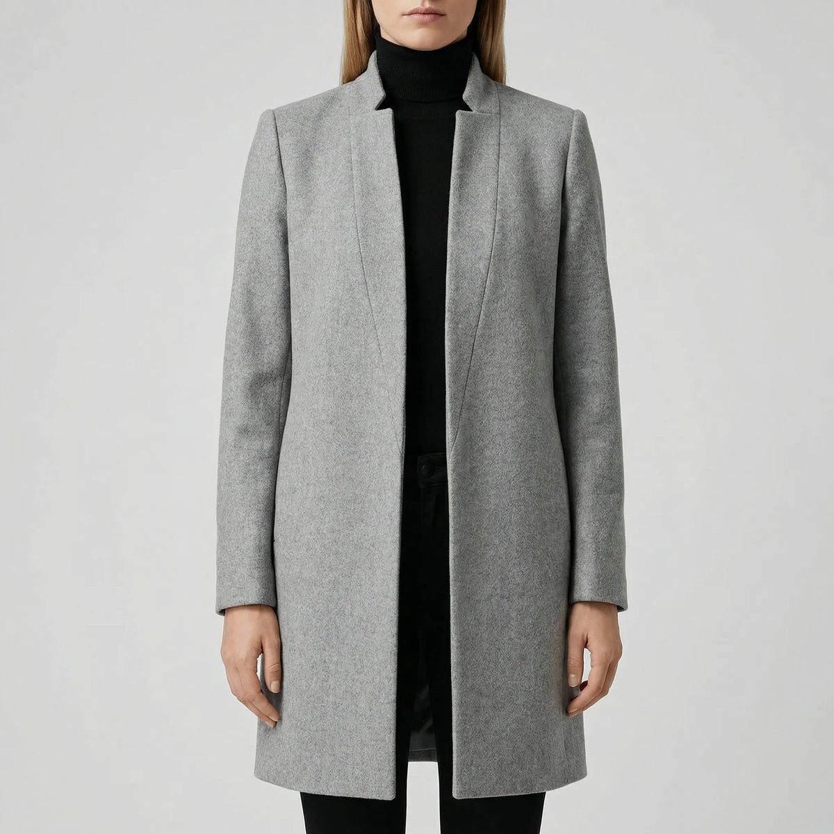 Cappotto Lungo Strutturato con Bottoni per Donne