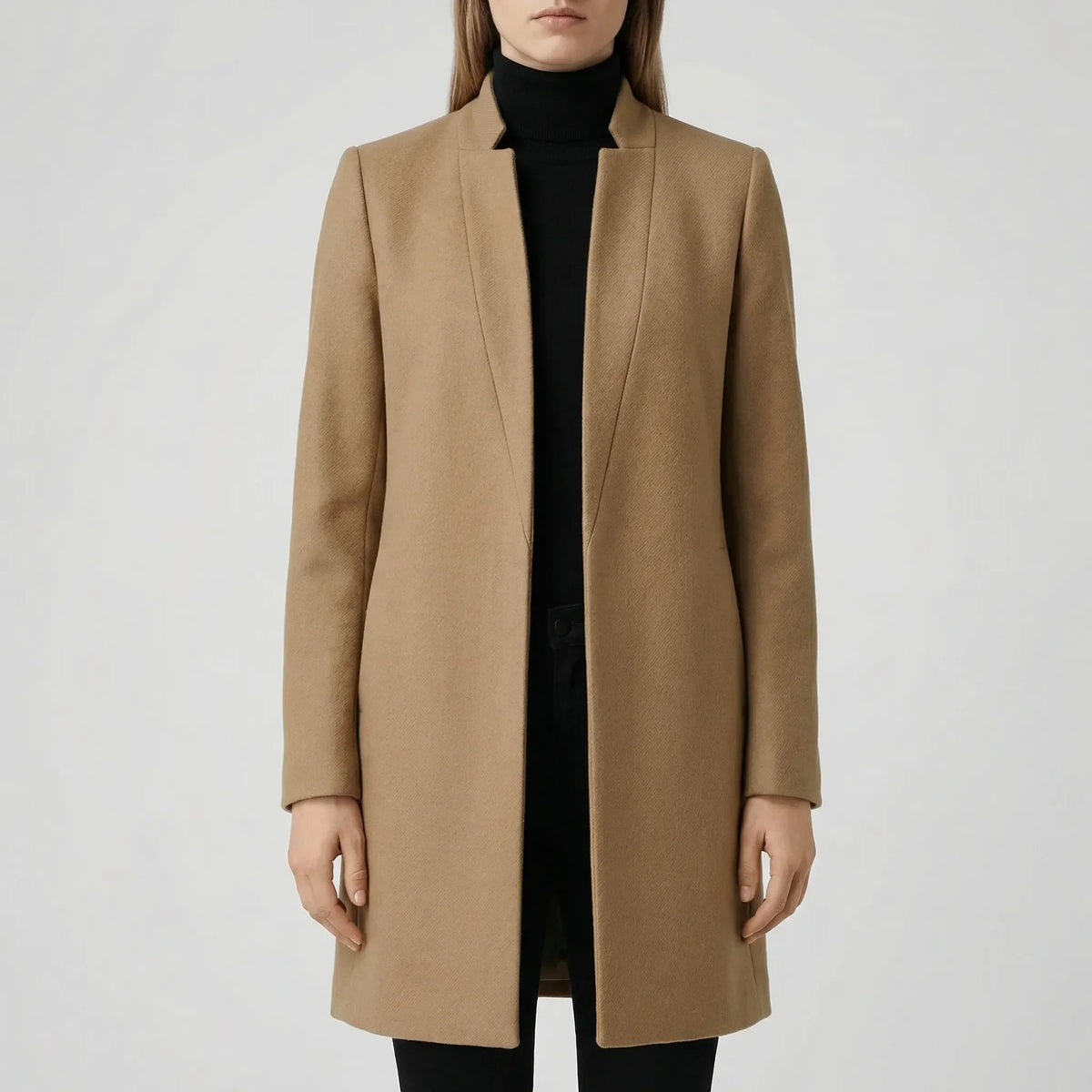 Cappotto Lungo Strutturato con Bottoni per Donne