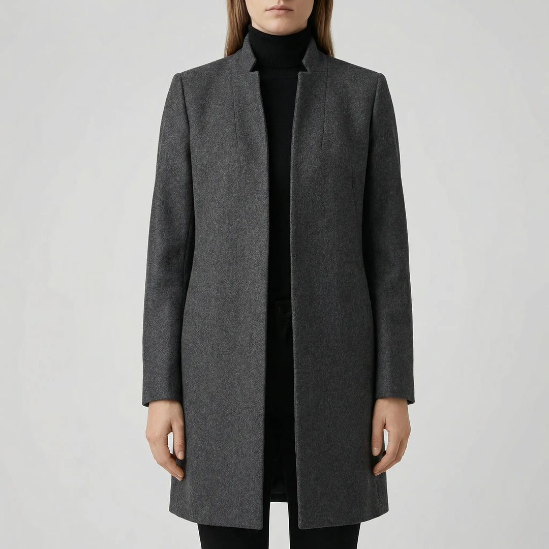 Claroven - Cappotto lungo strutturato con abbottonatura frontale