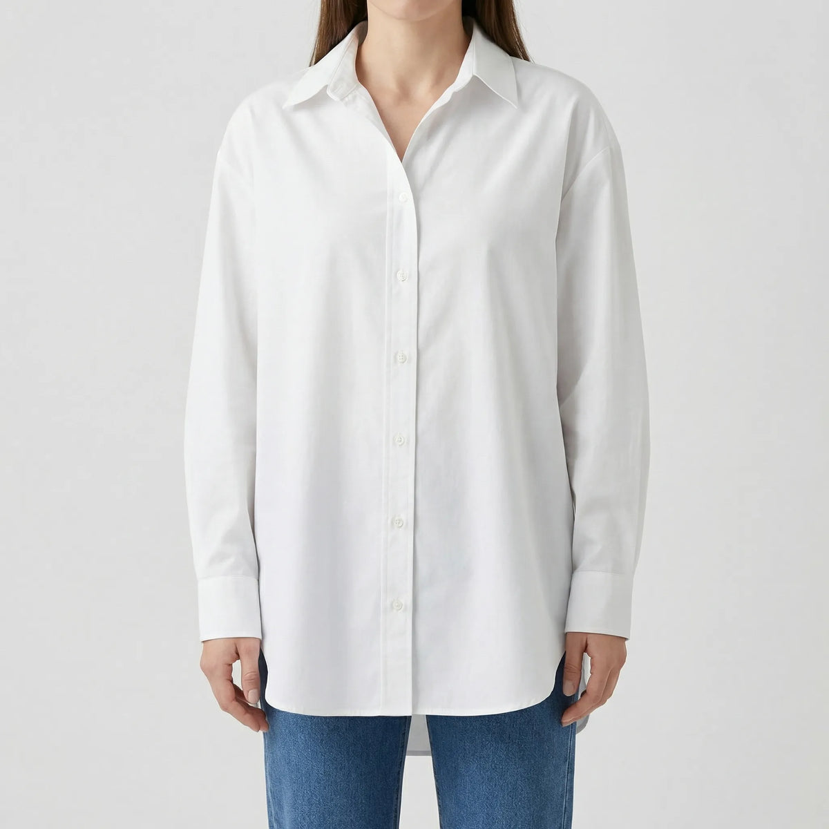 Blusa Strutturata con Bottone Anteriore e Scollo Relaxed