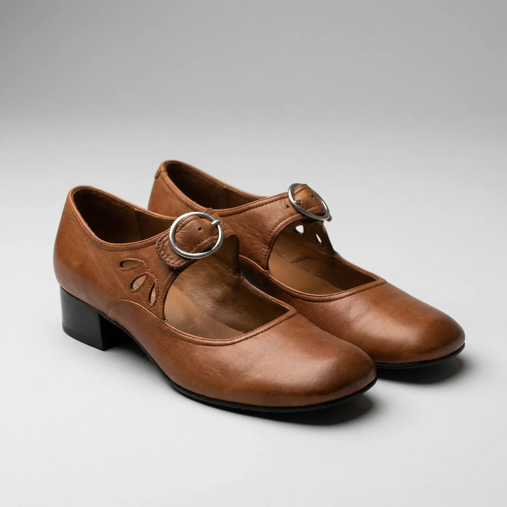 Claspette - Ballerine Mary Jane con tacco basso a blocco