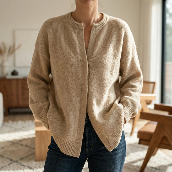 Clesten - Cardigan in maglia con bottoni sul davanti per donna