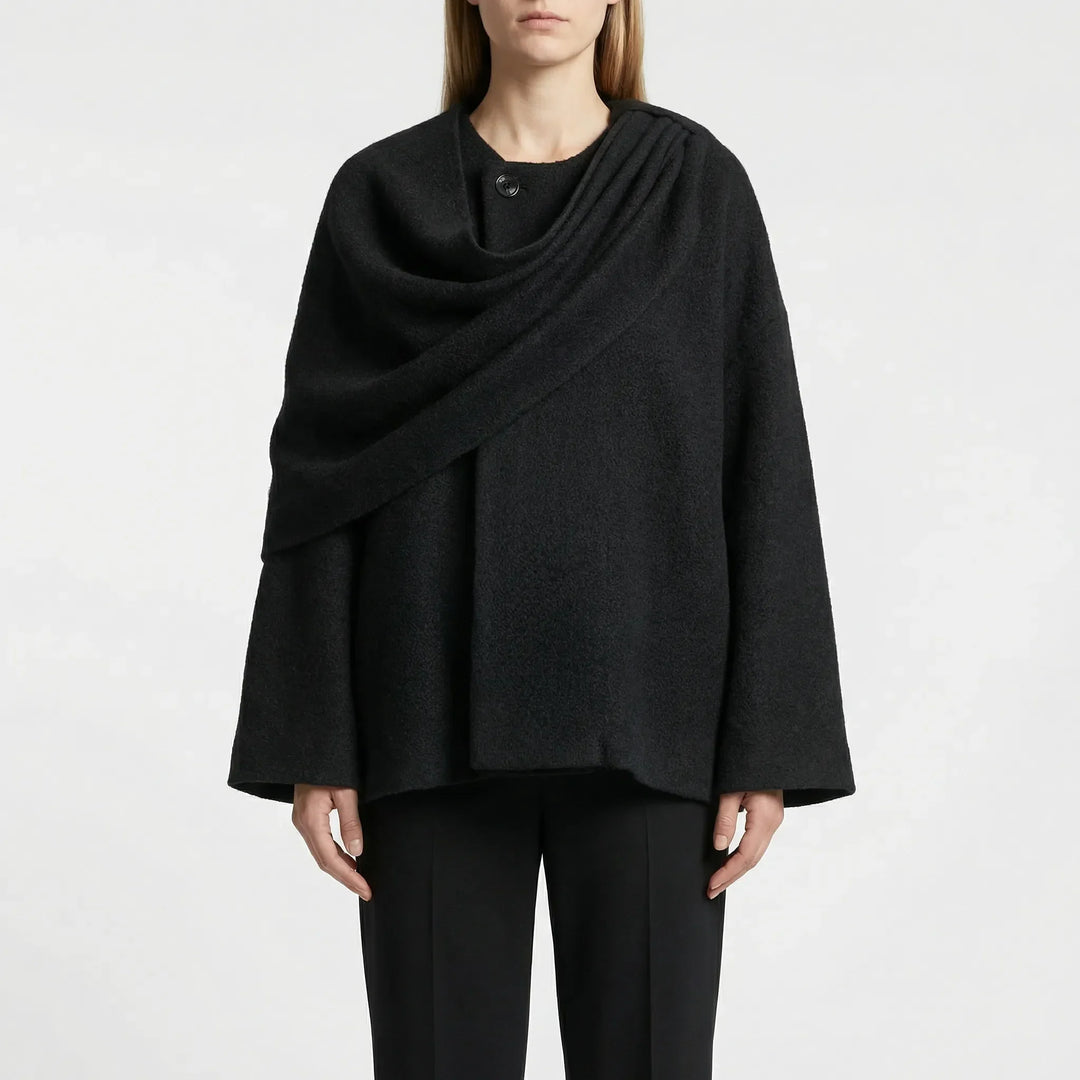 Cloryne - Cappotto da donna a mantella drappeggiata