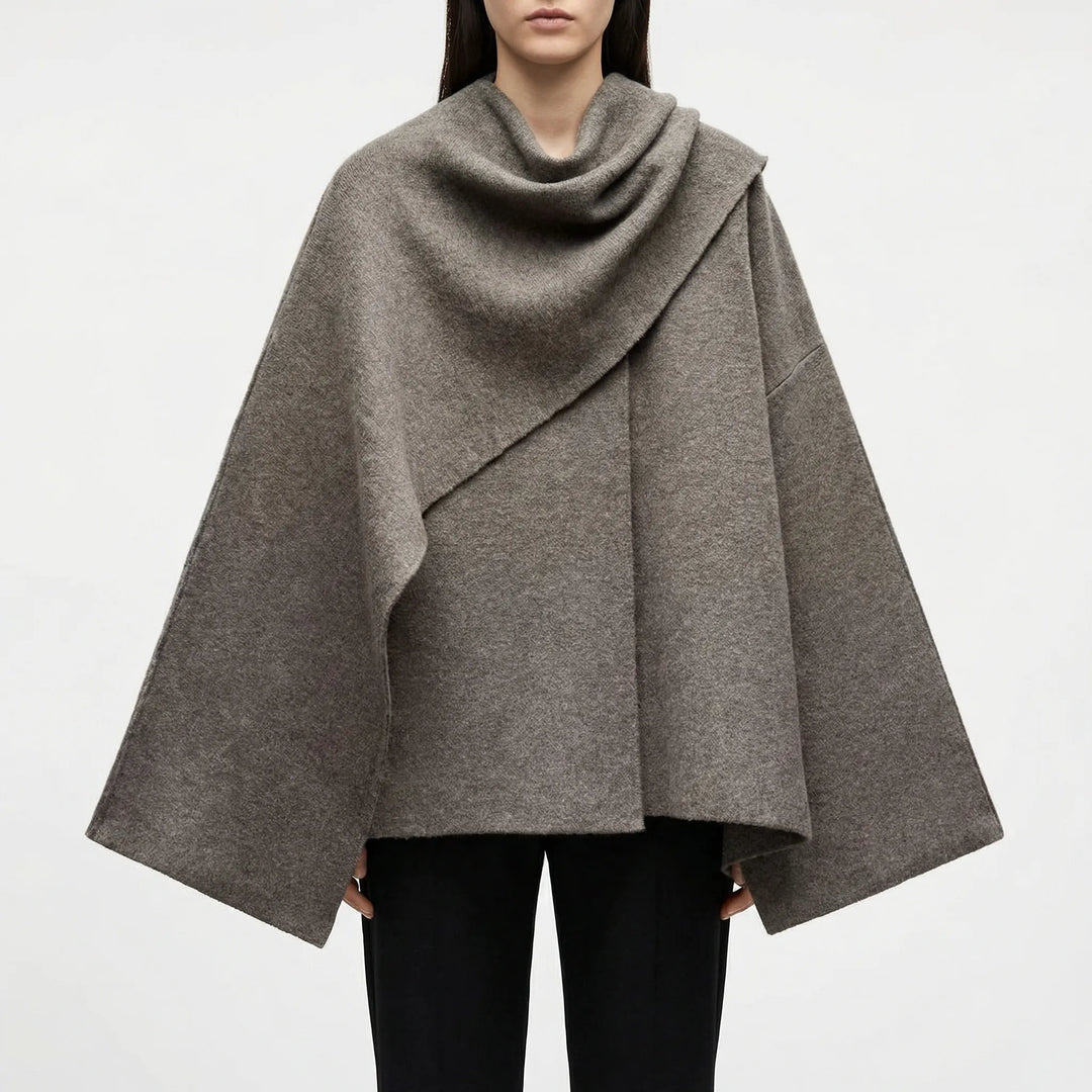 Cloryne - Cappotto da donna a mantella drappeggiata