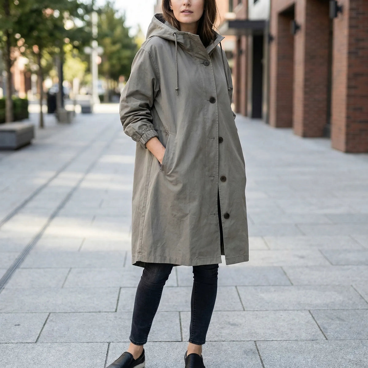 Impermeabile da Donna con Cappuccio Oversize