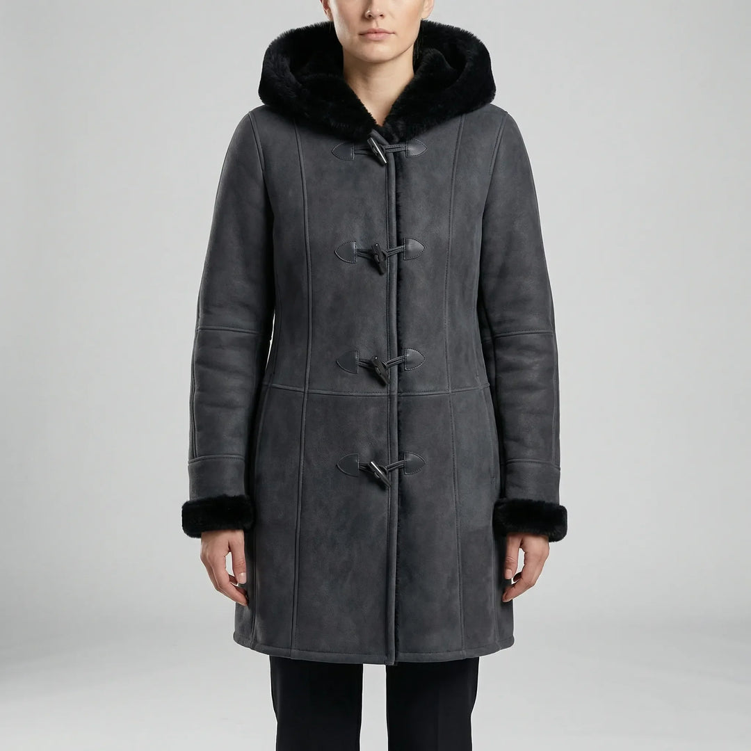 Colvara - Cappotto di media lunghezza con cappuccio e chiusura a coulisse