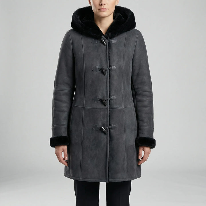 Colvara - Cappotto di media lunghezza con cappuccio e chiusura a coulisse