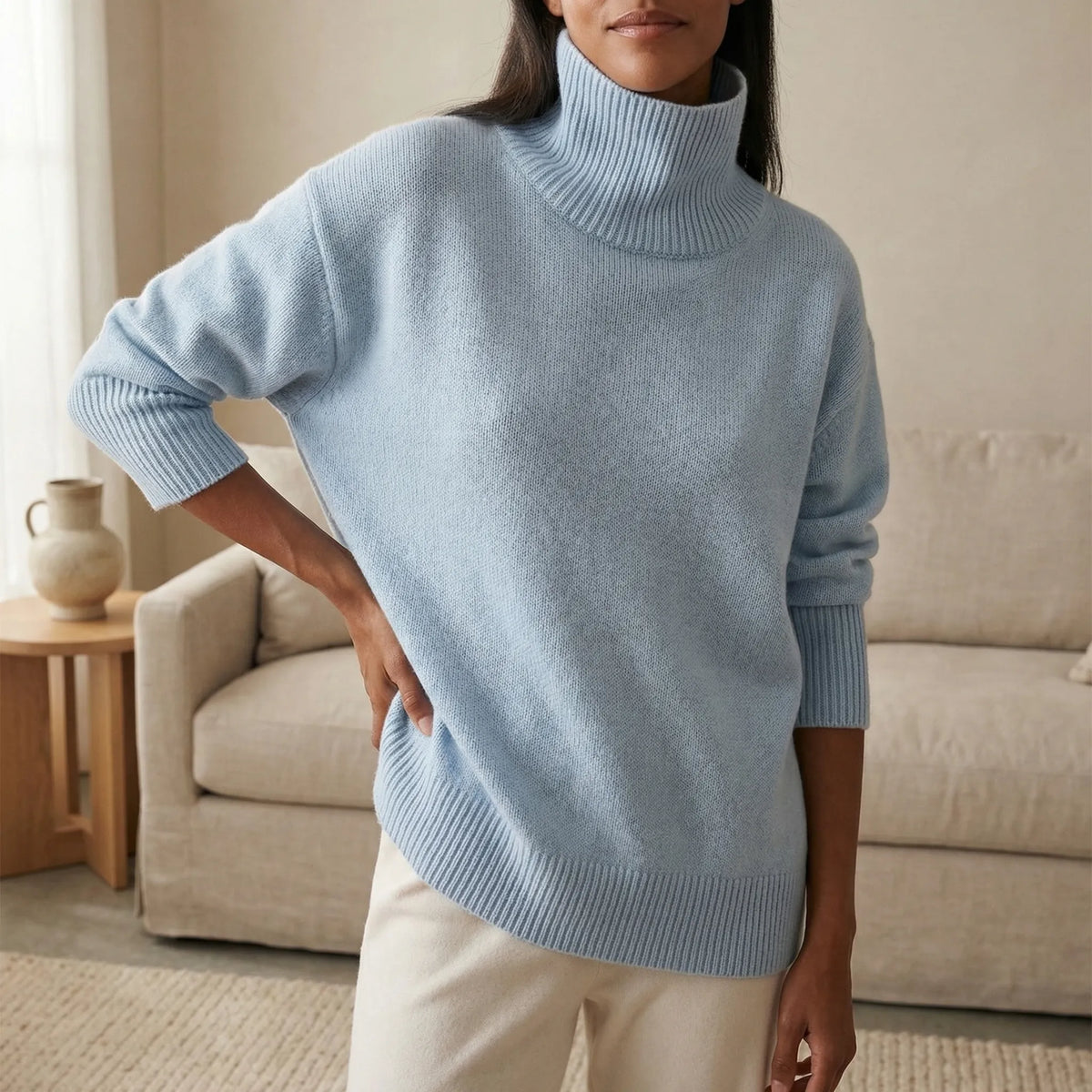Maglione a Collo Alto in Maglia per Donne