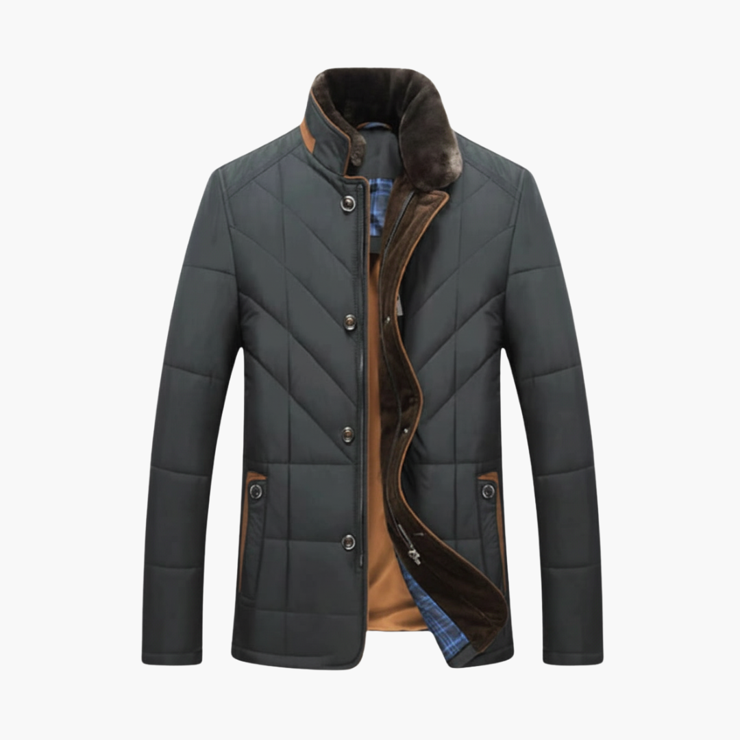 Giacca Quilted da Uomo con Chiusura a Bottone – Strato Esterno con Collo Alto
