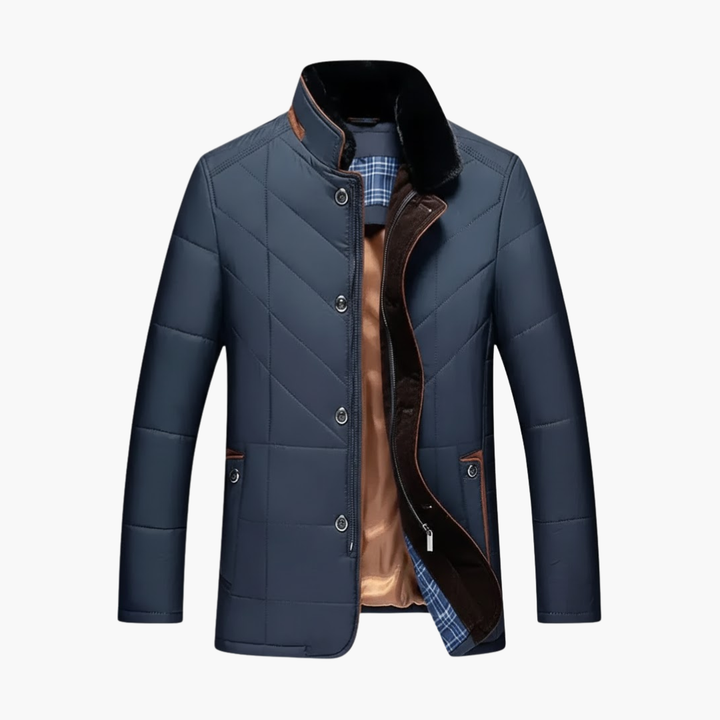 Giacca Quilted da Uomo con Chiusura a Bottone – Strato Esterno con Collo Alto