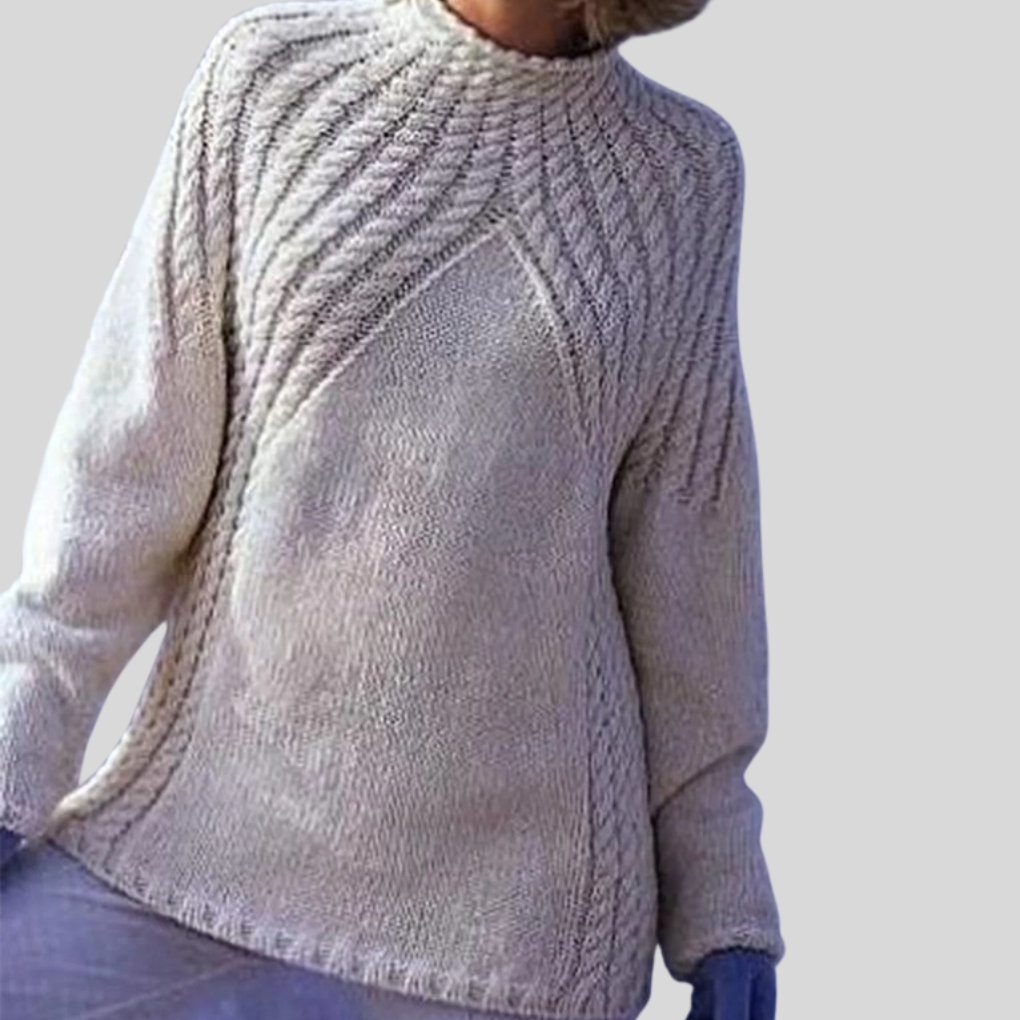 Maglione Donna con Collo Rotondo – Stile a Maniche Lunghe Albicocca Solido