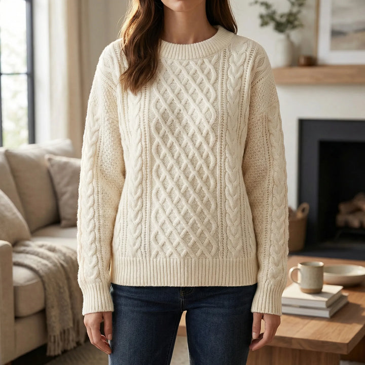 Cozven - Maglione girocollo a trecce