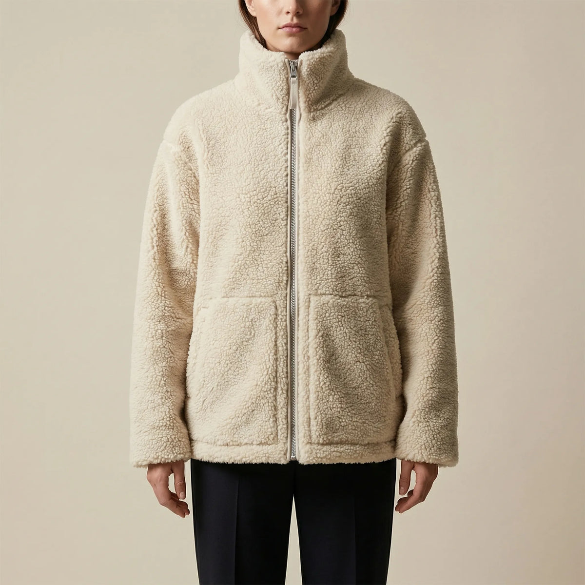 Giacca Oversize con Collo Alto