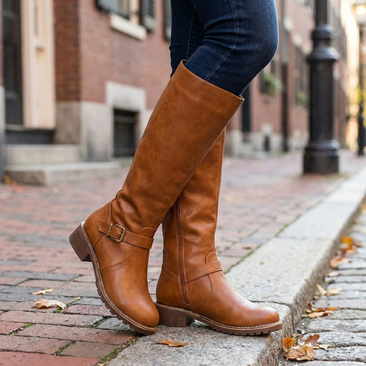 Crestiva - Knee-High Riding Boot With Buckle Detail