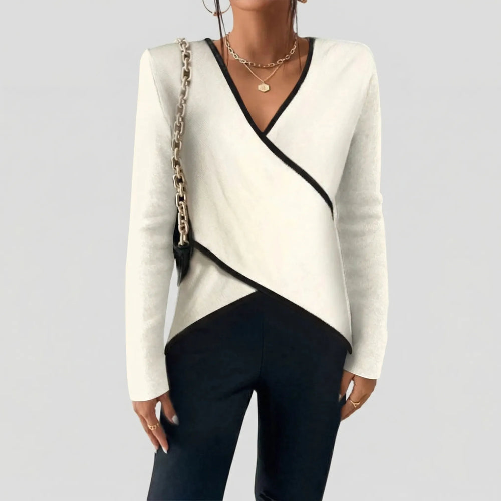 Crosswyn - Maglione a maglia con scollo a V incrociato