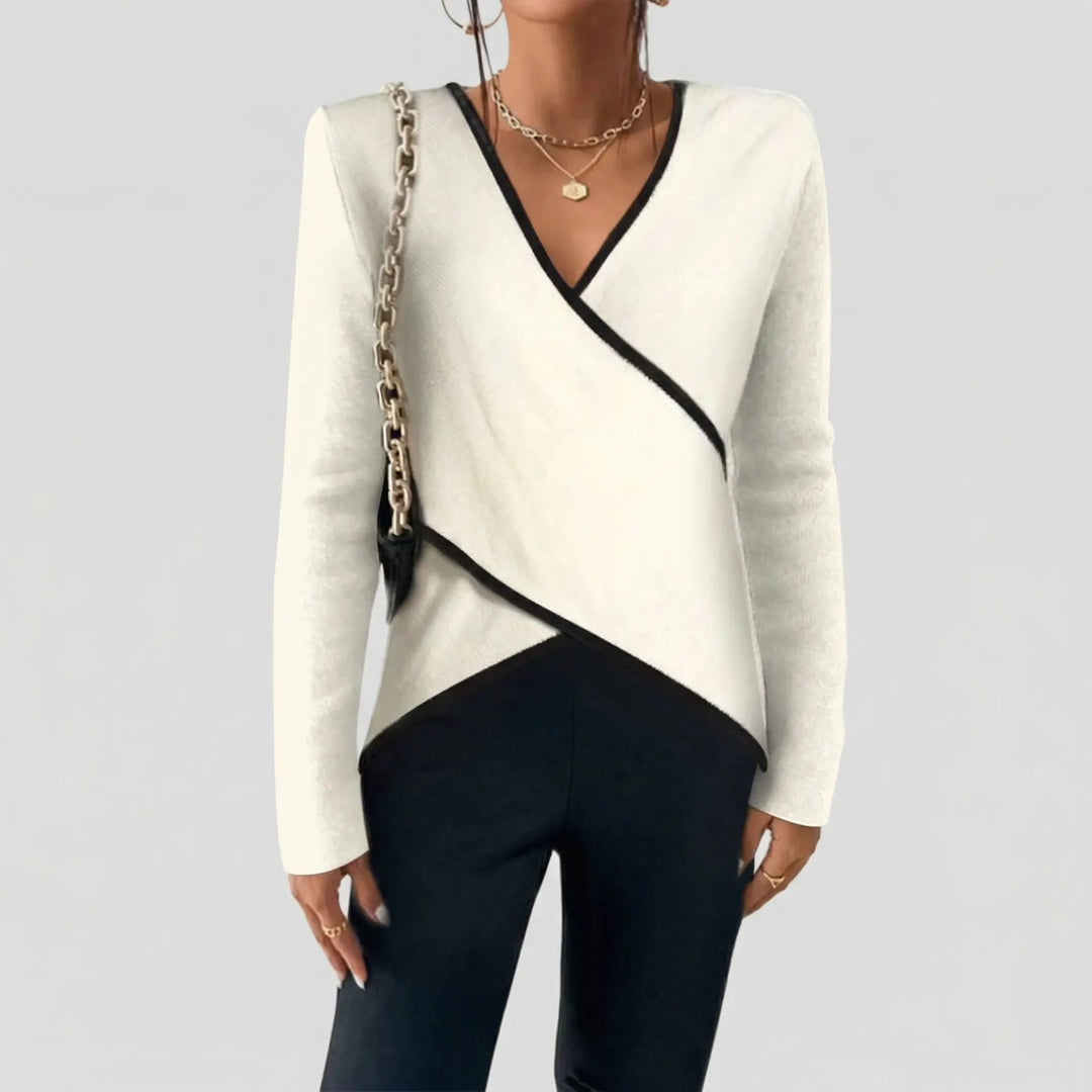 Crosswyn - Maglione a maglia con scollo a V incrociato