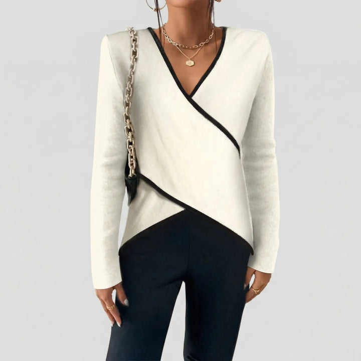 Crosswyn - Maglione a maglia con scollo a V incrociato