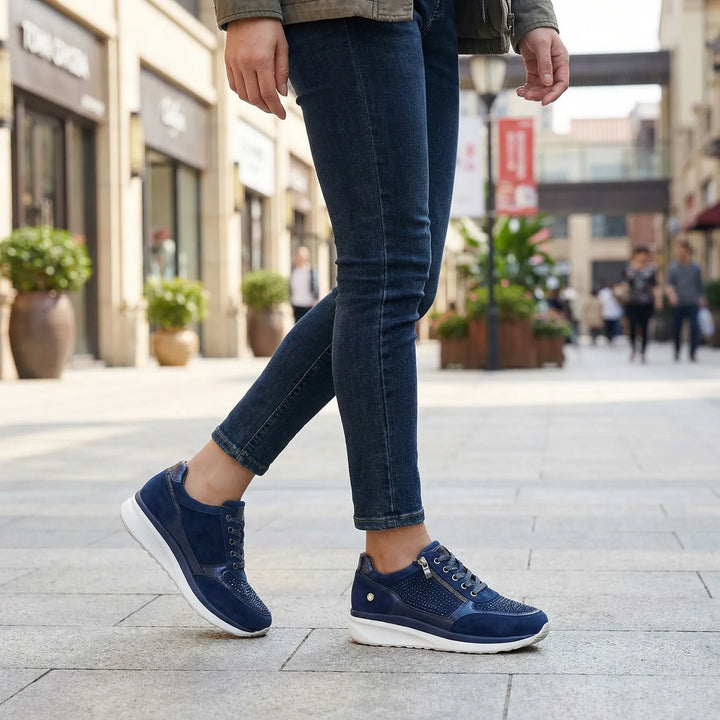 Crystella - Sneaker con plateau impreziosita da cristalli