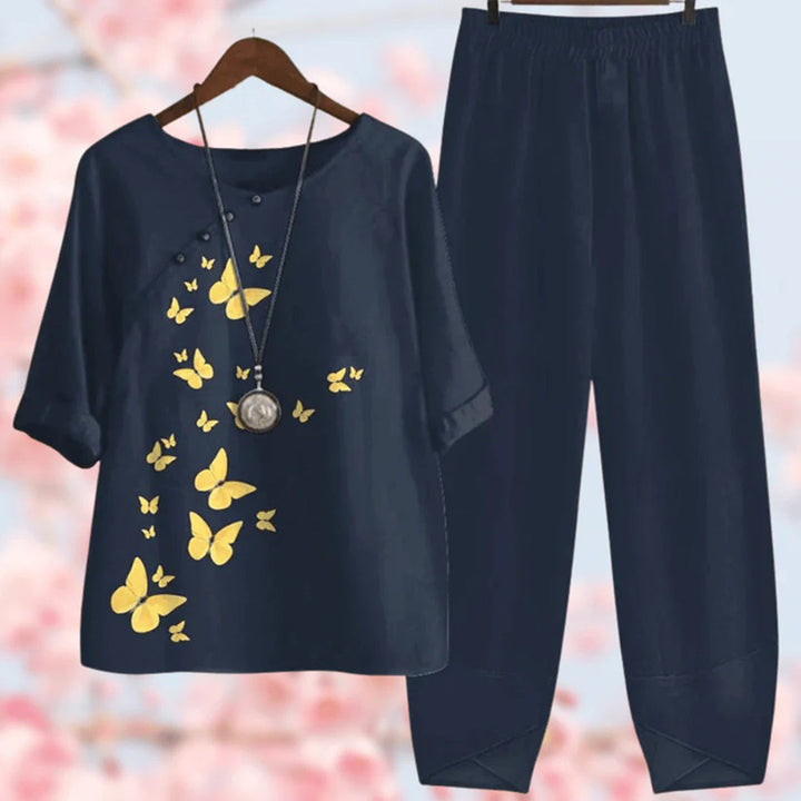 Set a due pezzi con motivi floreali vintage