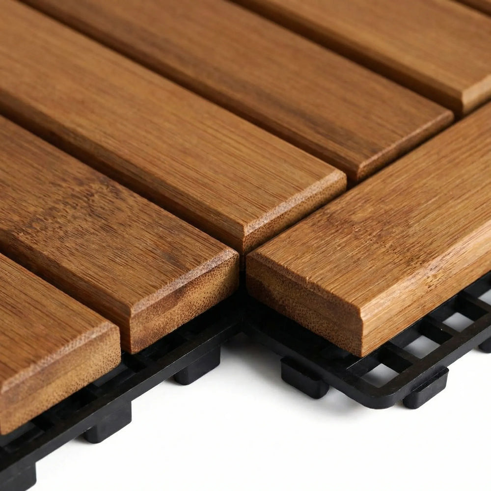Deckora - Piastrelle per pavimenti esterni effetto legno ad incastro
