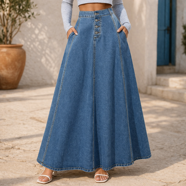 Gonna in Denim A-Line da Donna
