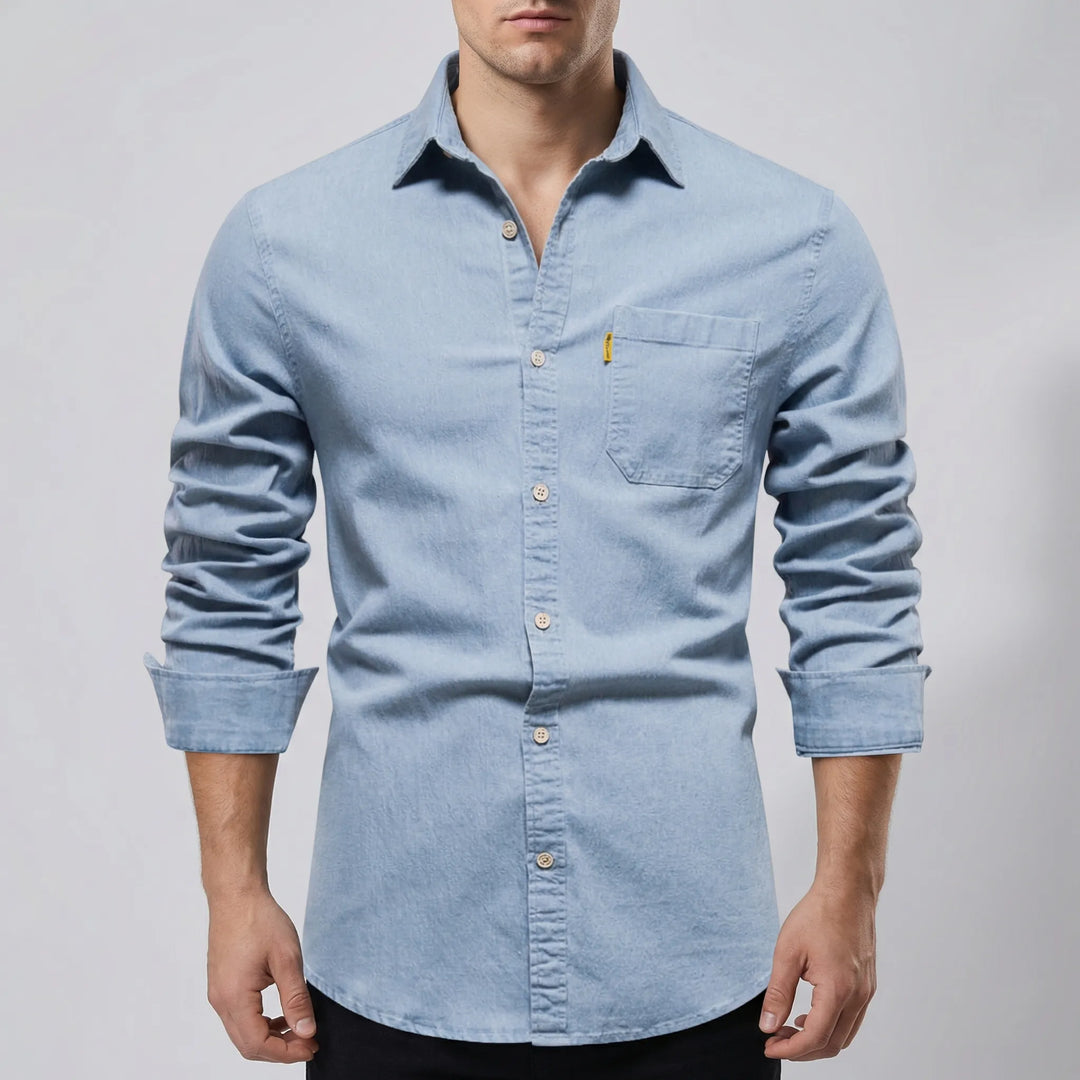 Denvrex - Camicia di jeans a maniche lunghe con bottoni