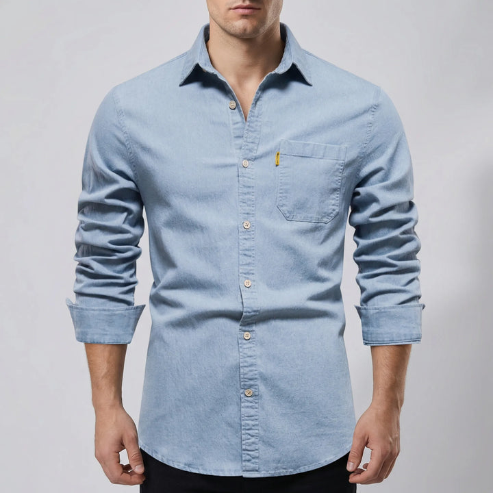 Denvrex - Camicia di jeans a maniche lunghe con bottoni