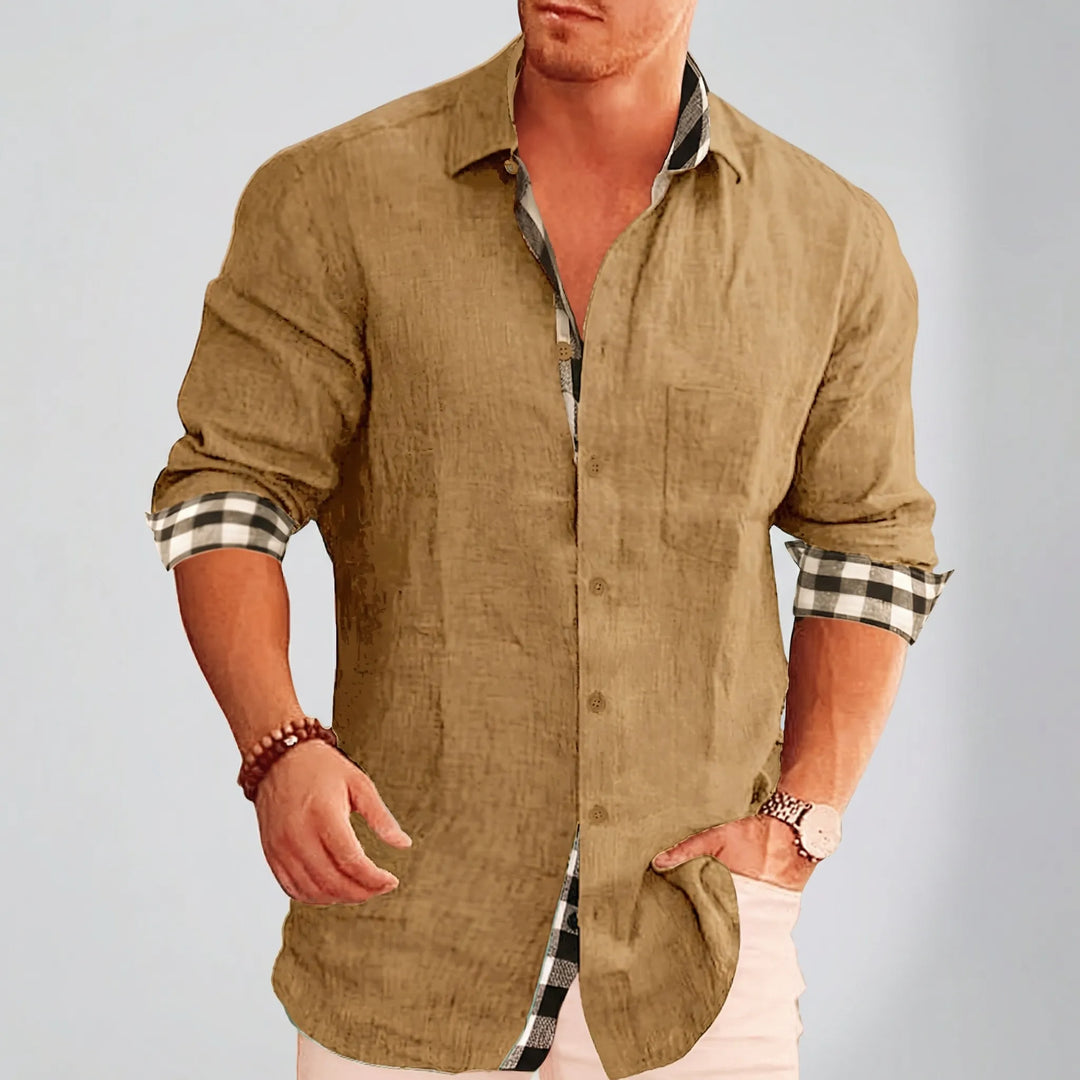 Dexholm - Camicia casual a maniche lunghe con bottoni frontali