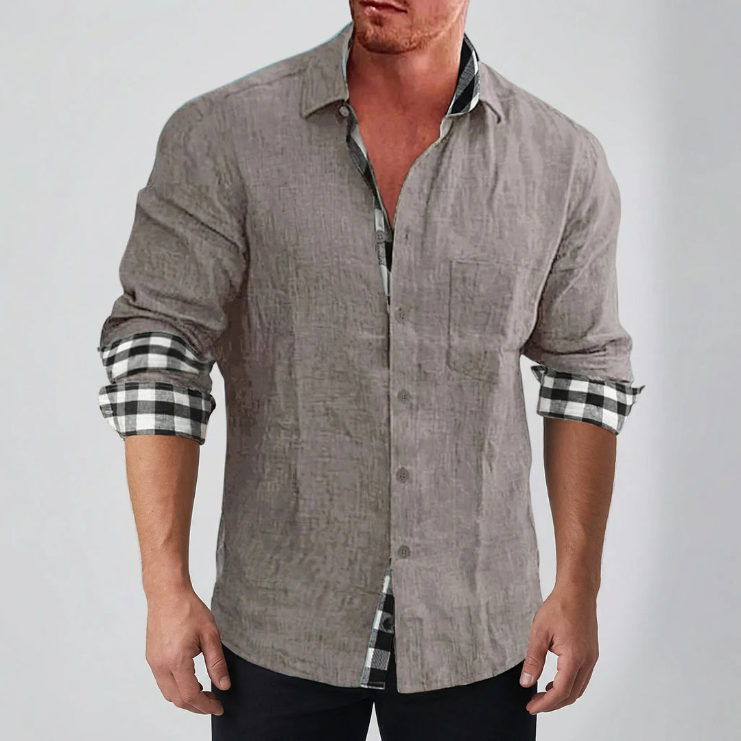 Dexholm - Camicia casual a maniche lunghe con bottoni frontali