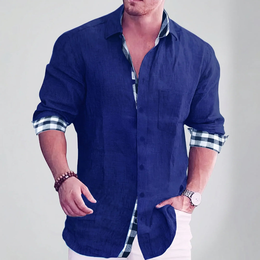 Dexholm - Camicia casual a maniche lunghe con bottoni frontali