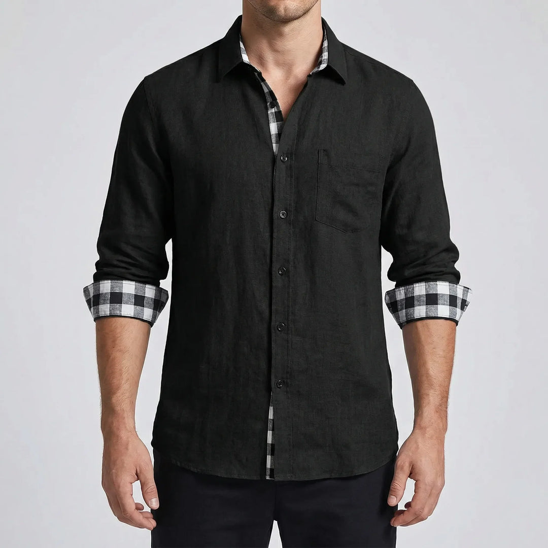 Dexholm - Camicia casual a maniche lunghe con bottoni frontali