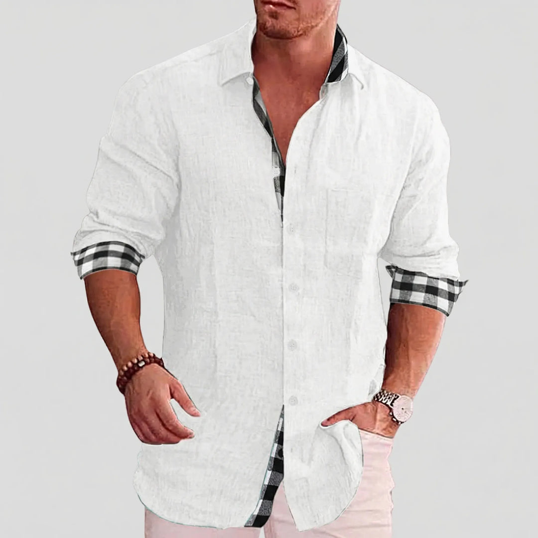 Dexholm - Camicia casual a maniche lunghe con bottoni frontali