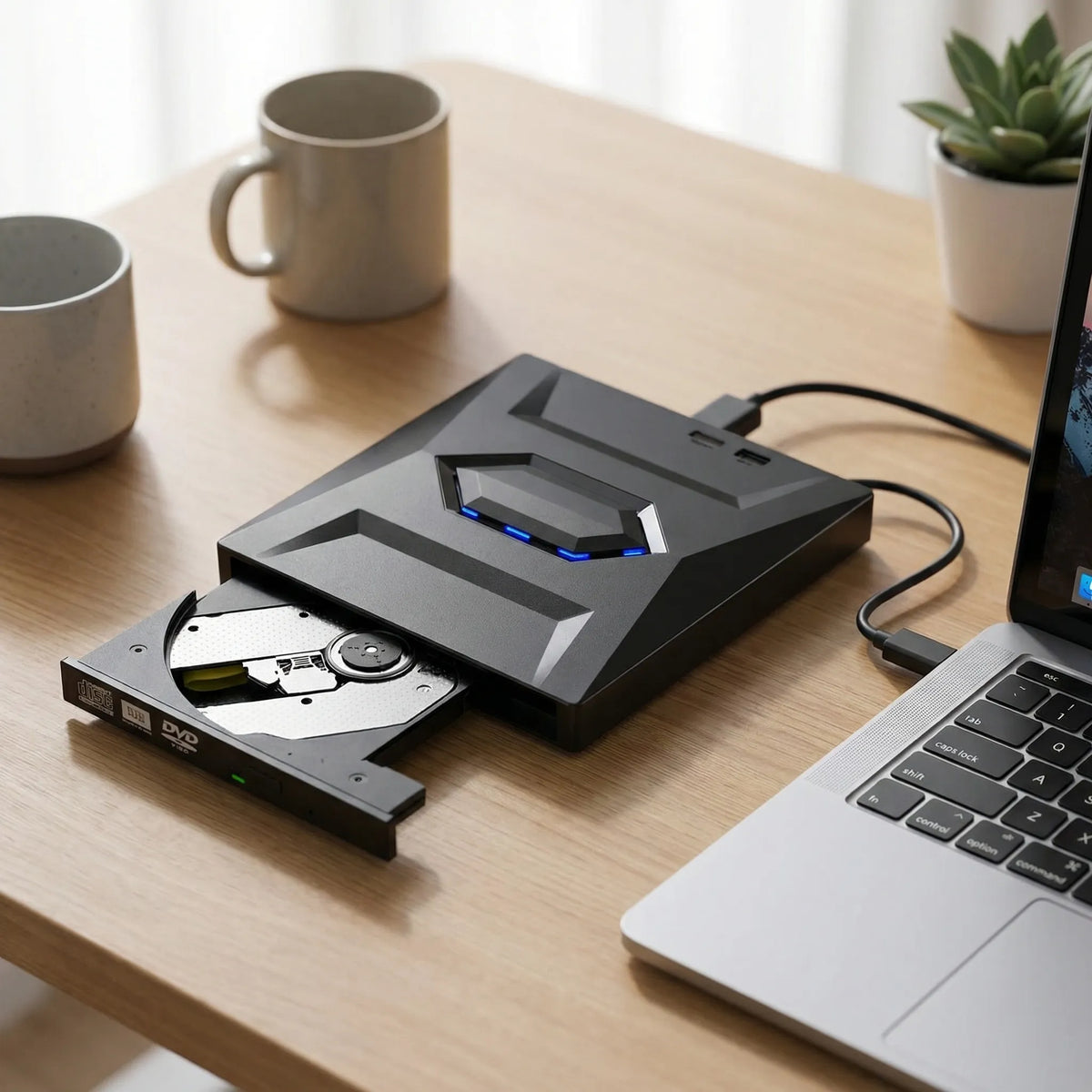 Lettore masterizzatore DVD esterno 7 in 1 con USB-A e USB-C