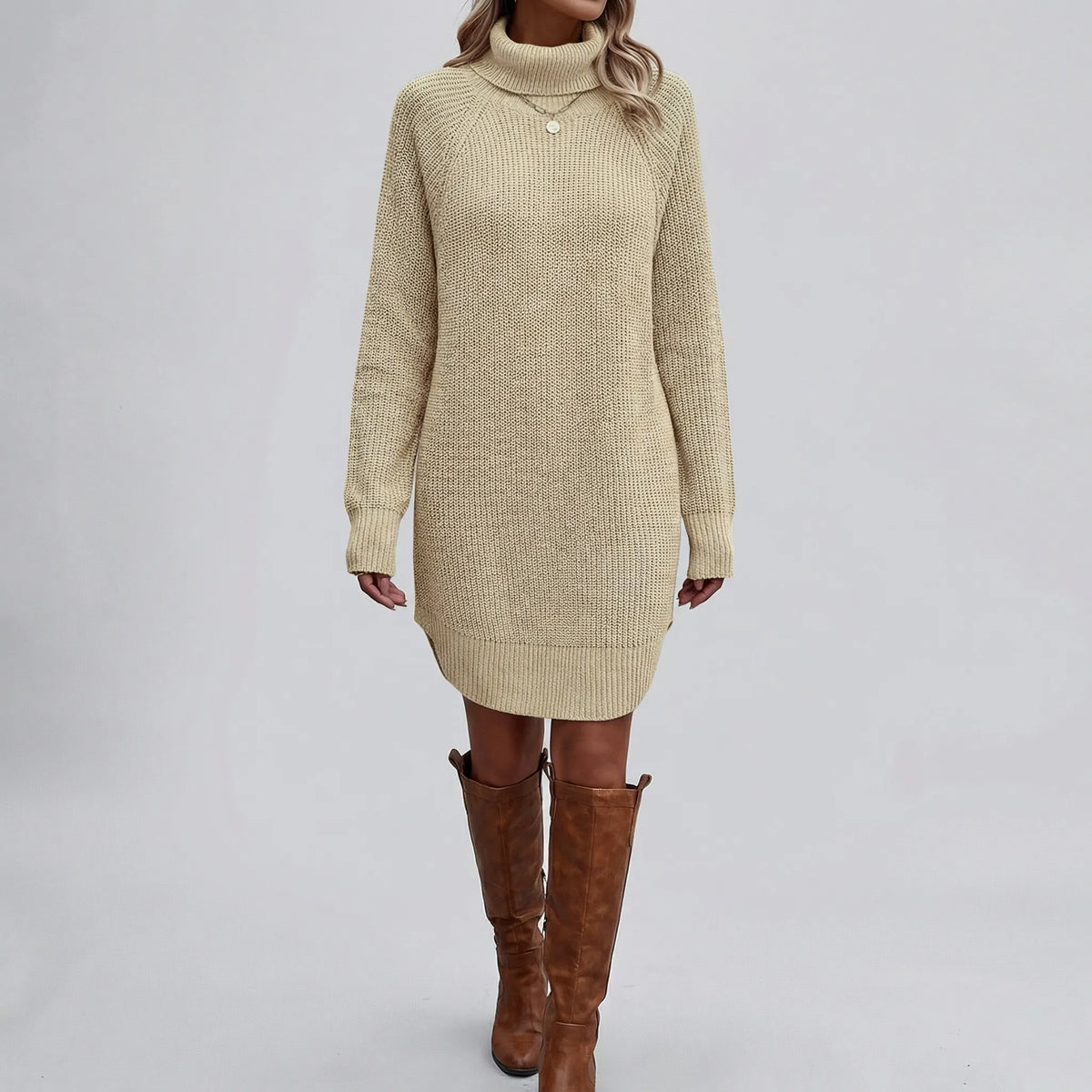 Abito Mini Maglione Collo Alto