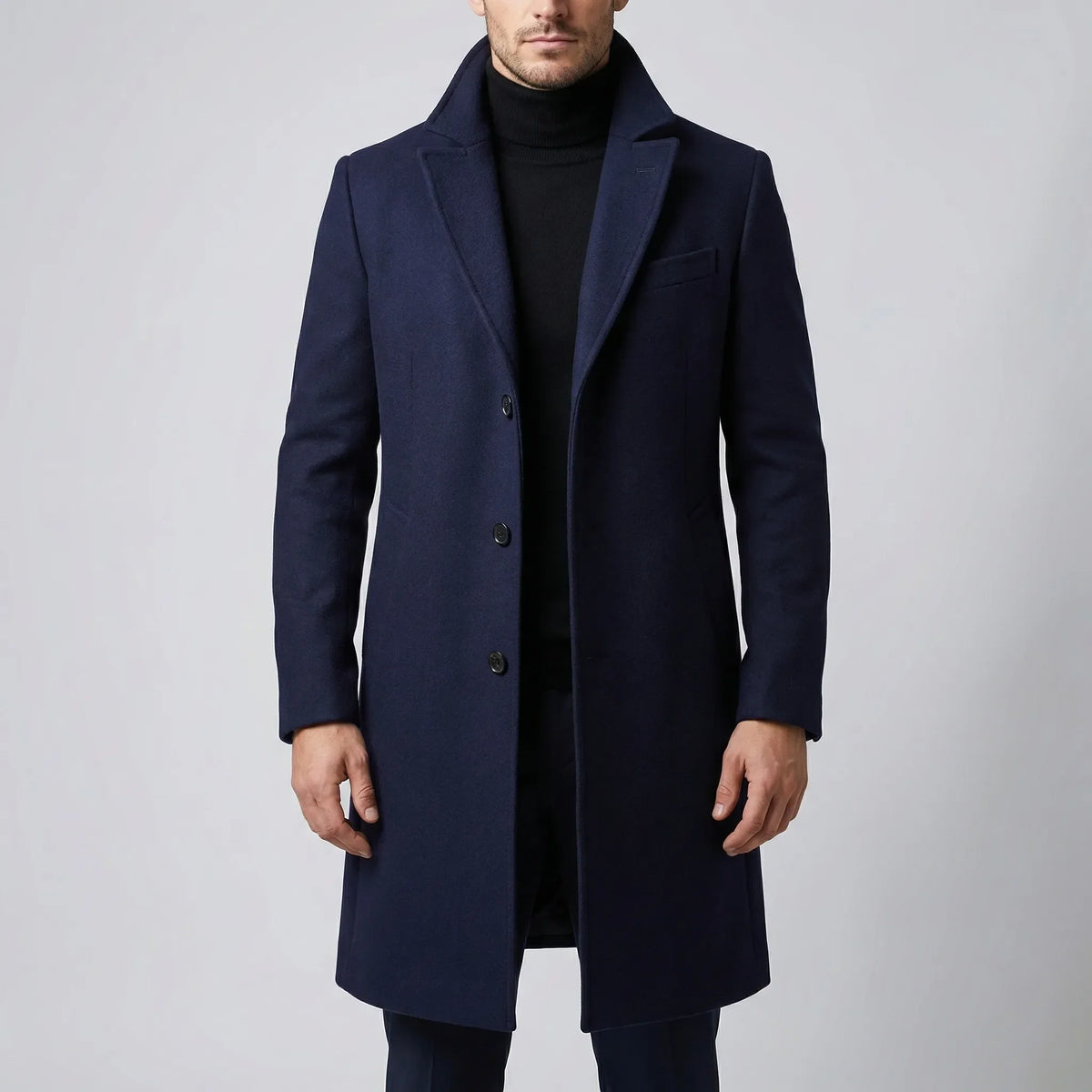 Cappotto lungo da uomo con revers a punta
