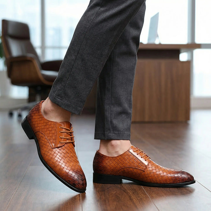Dressivo - Scarpe eleganti stringate in pelle testurizzata