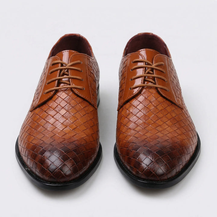 Dressivo - Scarpe eleganti stringate in pelle testurizzata