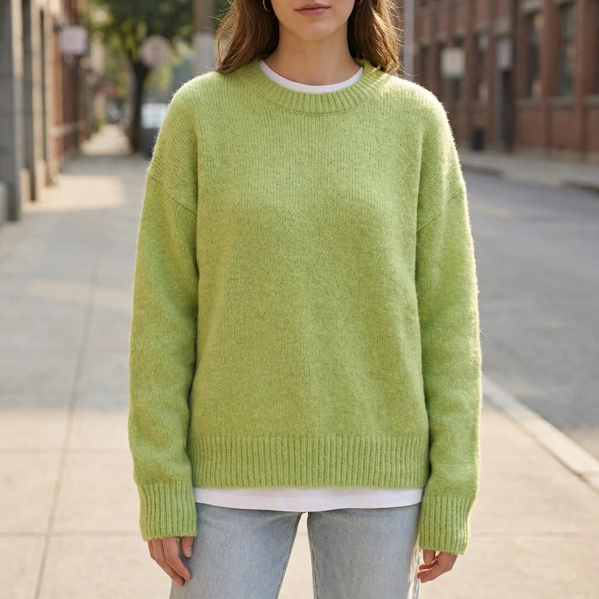 Maglione oversize a girocollo con spalle scese
