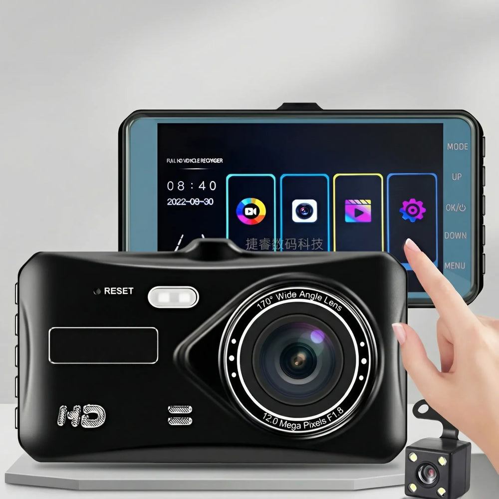 Drivlux - Telecamera da cruscotto wireless a doppia lente per veicoli