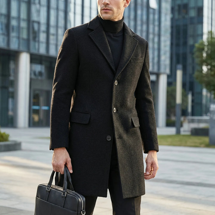Drossfeld - Cappotto lungo monopetto da uomo