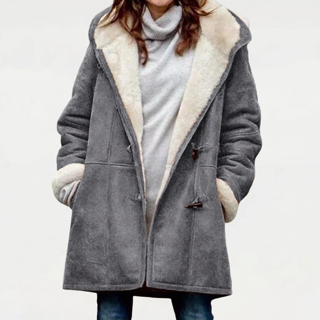 Duffelux - Cappotto a doppiopetto con cappuccio e chiusura a coulisse