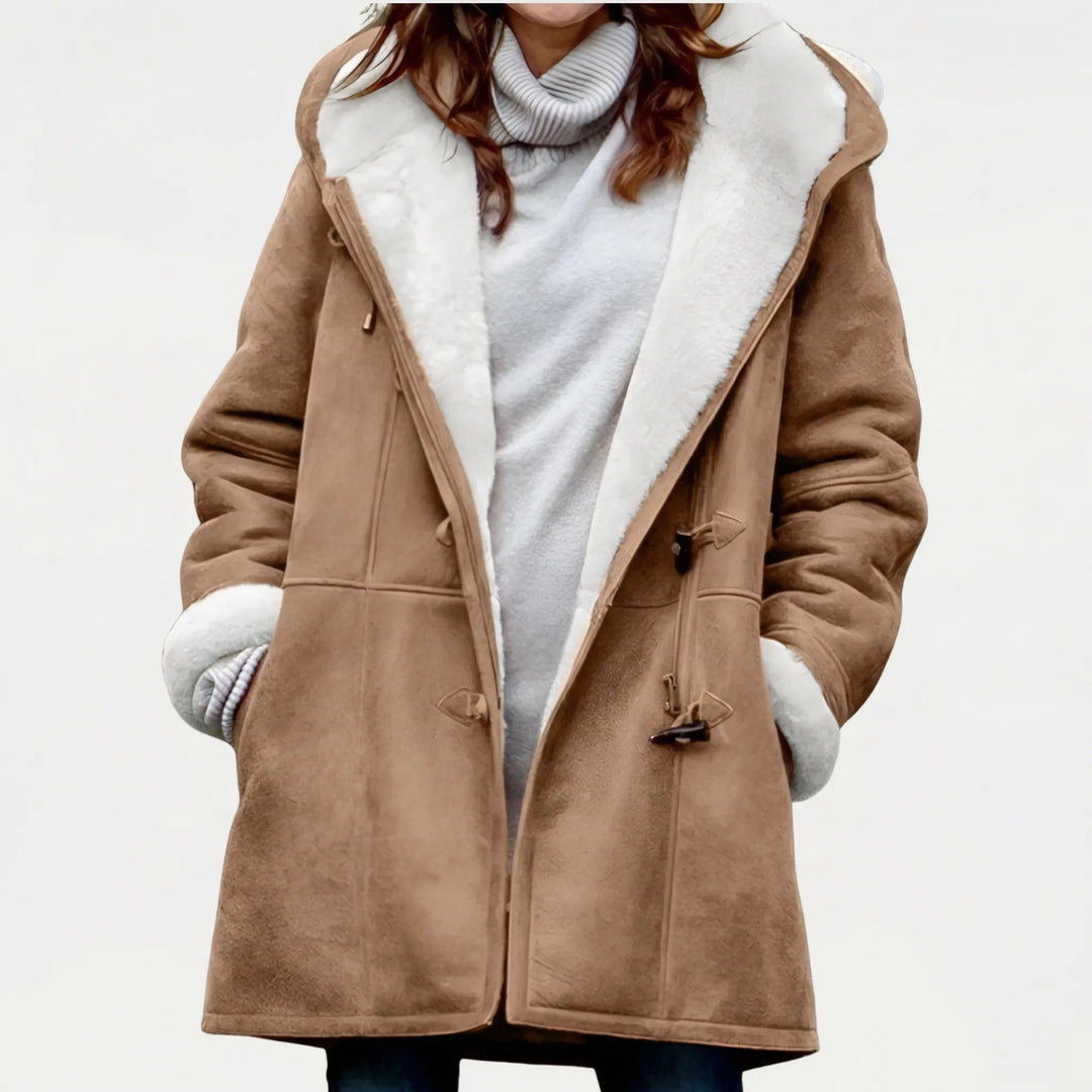 Duffelux - Cappotto a doppiopetto con cappuccio e chiusura a coulisse