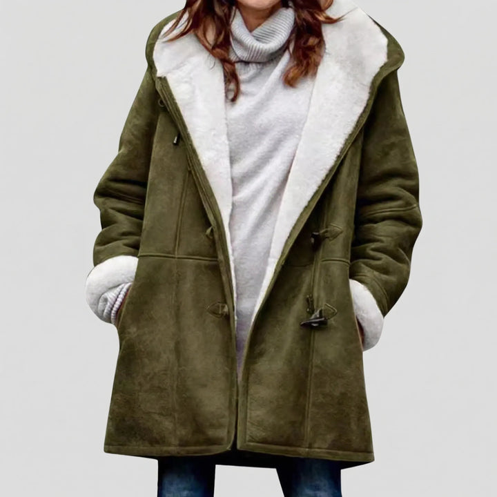 Duffelux - Cappotto a doppiopetto con cappuccio e chiusura a coulisse