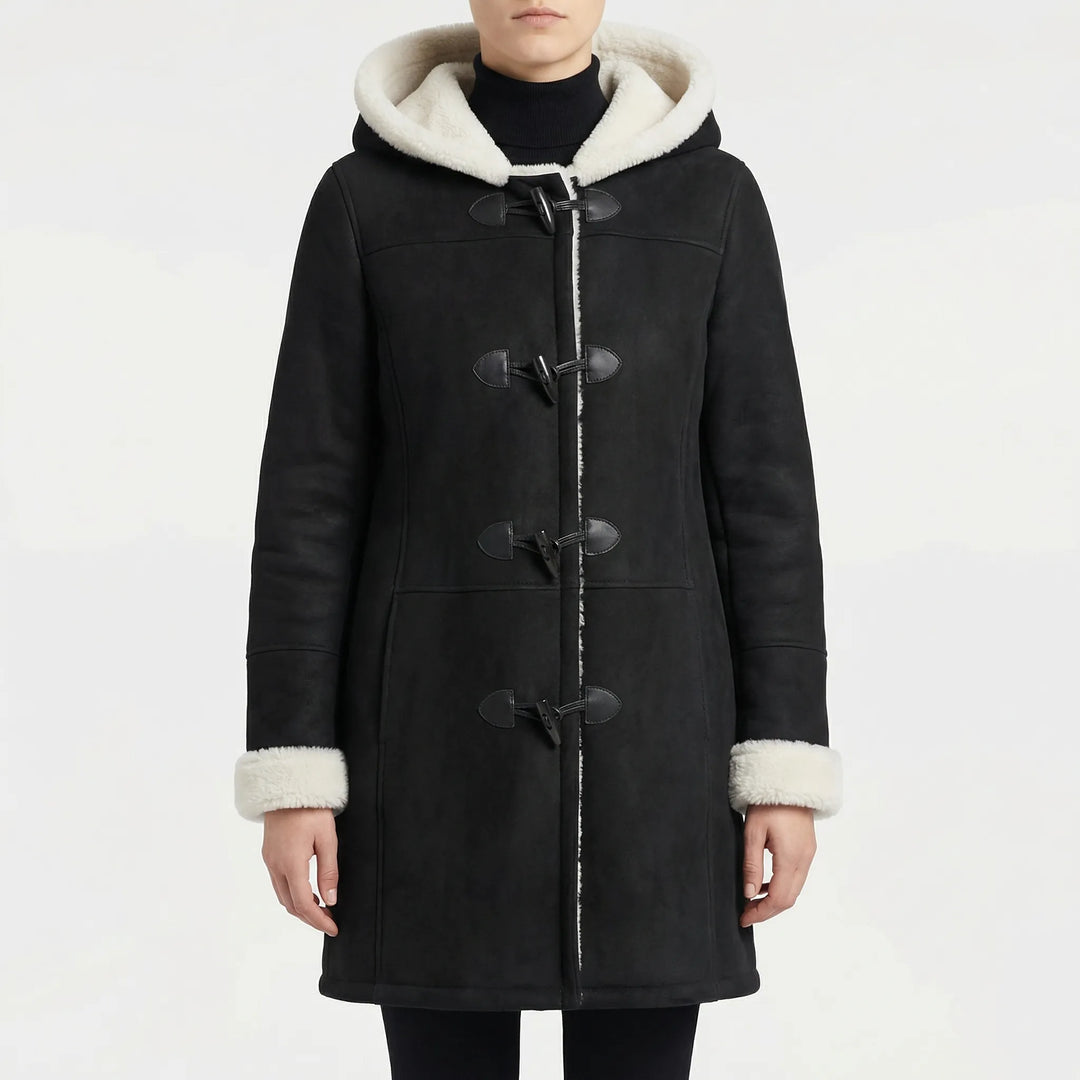 Duffelux - Cappotto a doppiopetto con cappuccio e chiusura a coulisse