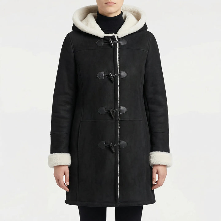 Duffelux - Cappotto a doppiopetto con cappuccio e chiusura a coulisse