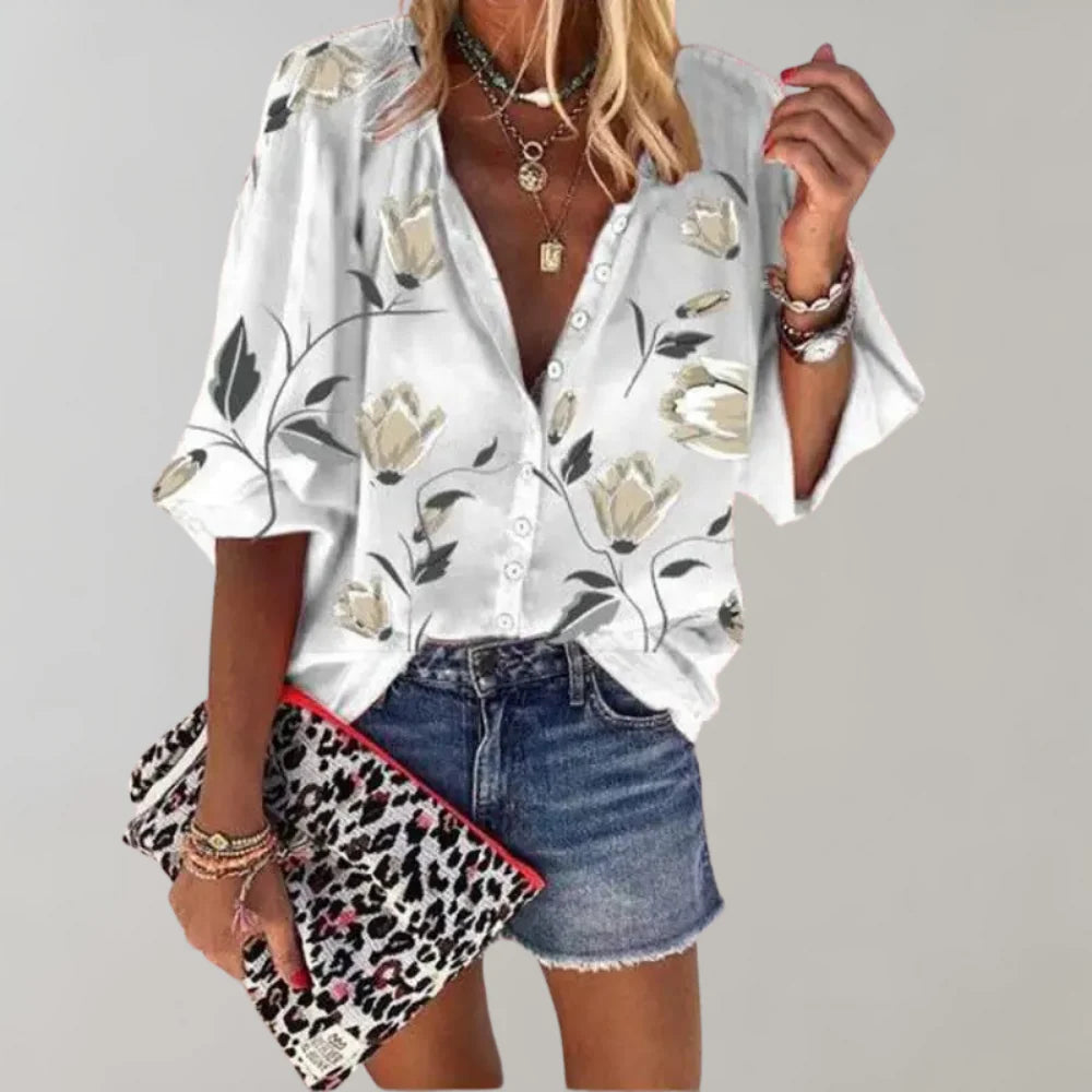 Blusa estiva a fiori da donna